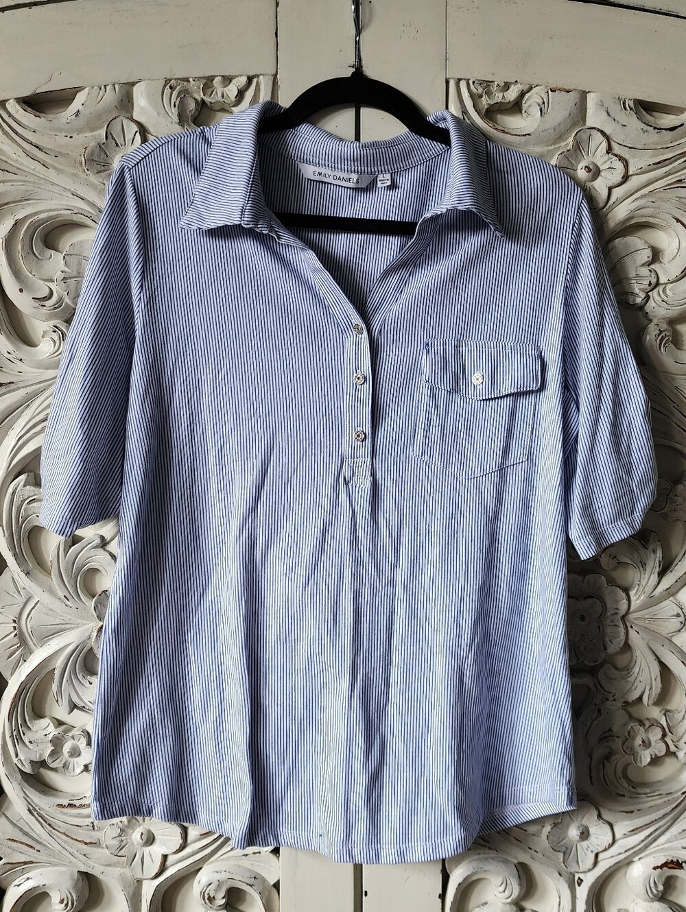 Blue Striped Collared Shirt
